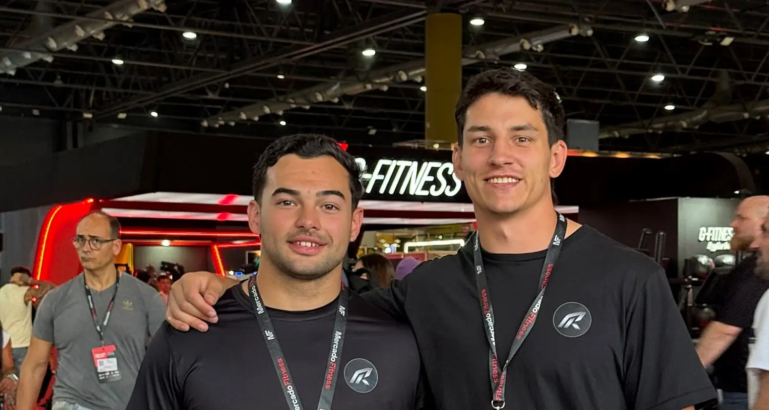 Santino Pantanali y Juan Pedro Ramognino en la expo Mercado Fitness